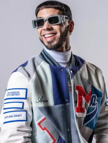 Chaqueta Amiri Vintage Patchwork Varsity usada por Anuel AA en su cuenta de Instagram @anuel