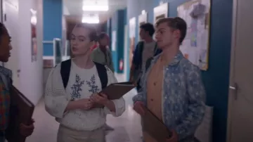 Zara Geometric Jacquard Jacket porté par Finn Cassidy (Zac Gabriel Werb) comme on le voit dans Spellbound (S01E05)