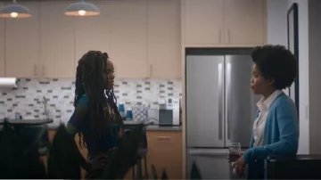 Zara Printed Tulle Bodysuit worn by Hazel-May McCall (Ashleigh Murray) as seen in The Other Black Girl (S01E03)