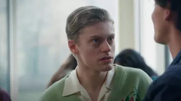 Obey Poppy Cardigan worn by Finn Cassidy (Zac Gabriel Werb) as seen in Spellbound (S01E07)