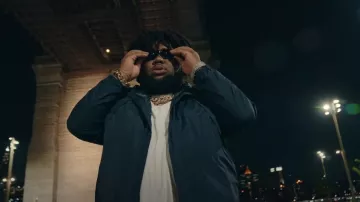 The North Face Navy & Black An­to­ra Jack­et worn by Rod Wave in Checkmate (Official Video) | REACTION