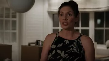 Banana Republic Flo­ral High Neck Dress worn by Charmaine Roberts (Lauren Hammersley) as seen in Virgin River (S05E02)