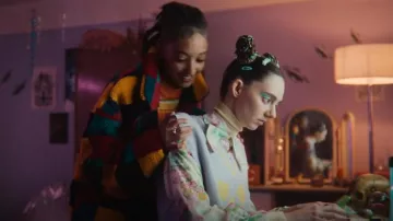 Lazy Oaf Coloured Cube Fleecey Coat worn by Ola Nyman (Patricia Allison) as seen in Sex Education (S03E03)