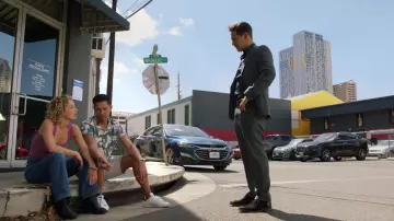 Adidas Stan Smith white sneakers worn by Thomas Magnum (Jay Hernandez) as seen in Magnum P.I. TV series wardrobe (S05E01)