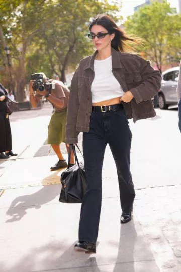 The Row Ness Jacket in Cotton worn by Kendall Jenner out in NYC on September 16, 2023