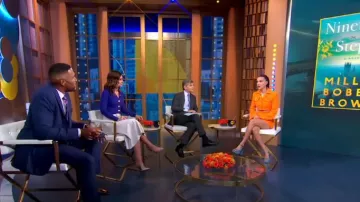 Sandro Gabrielle Ribbed Knit Cardigan porté par Rebecca Jarvis vu dans Good Morning America le 14 septembre 2023