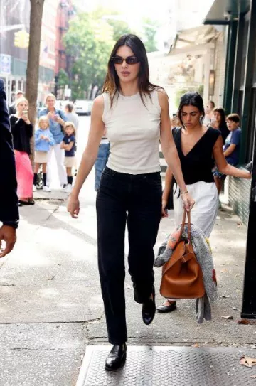 The Row Adam Loafers worn by Kendall Jenner in New York City on September 15, 2023