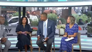 Talbots Stretch Smocked Midi Dress In Shadow-Paisley worn by Dylan Dreyer as seen in Today on September 15, 2023