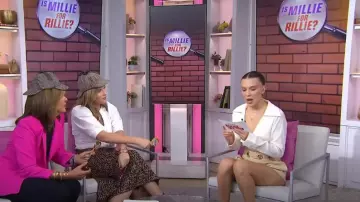 Cult Gaia Lucia Short In Dunes worn by Millie Bobby Brown as seen in Today with Hoda & Jenna on September 15, 2023