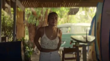 LPA Gretchen Crochet Top worn by Poppy Tetanui (Lilliana Bowrey) as seen in Surviving Summer (S02E02)
