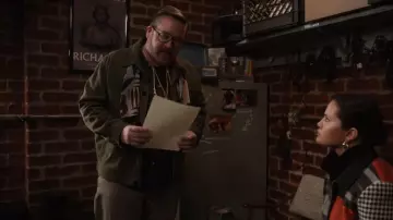 Theory Amos Suede Trucker Jacket worn by Howard Morris (Michael Cyril Creighton) as seen in Only Murders in the Building (S03E08)