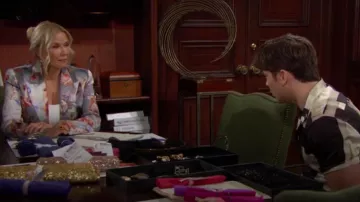 Balmain Sky Print Canvas Jacket worn by  Brooke Logan(Katherine Kelly Lang) as seen in The Bold and the Beautiful on September 11, 2023