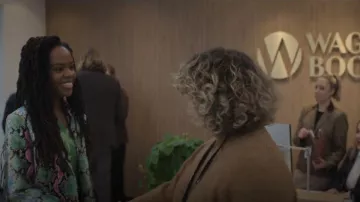 Nastygal Snake Faux Leather Long Blaz­er Coat worn by Hazel-May McCall (Ashleigh Murray) as seen in The Other Black Girl (S01E09)