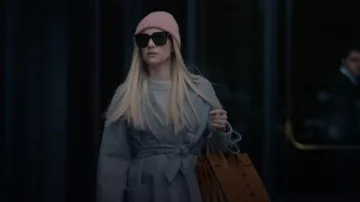 Max Mara Cashmere Ludmilla Wrap Coat in Light Grey worn by Madison Montgomery (Emma Roberts) as seen in American Horror Story (S12E01)