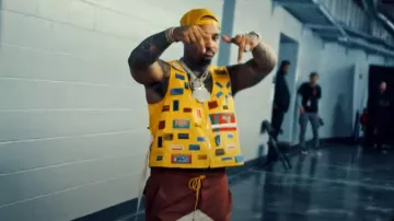 Rhude Burgundy & White Chevron Yachting Shorts worn by Doe Boy in Smack Sh*t with Doe Boy Skilla Baby (Official Music Video)