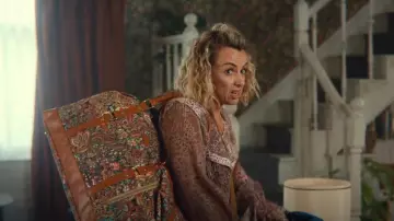 French Connection Deme­tra Gath­ered V-Neck Blouse worn by Joanna (Lisa McGrillis) as seen in Sex Education (S04E07)