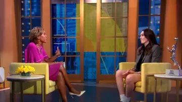 Karen Millen Ruffled-Sleeve Knit Dress worn by Robin Roberts as seen in Good Morning America on  September 27, 2023