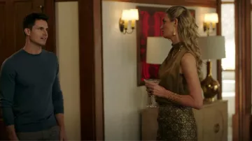 Sandro Ayana Belted Metallic Jacquard Shorts portés par Ingrid Kannerman (Allegra Rose Edwards) comme on le voit dans Upload (S02E01)