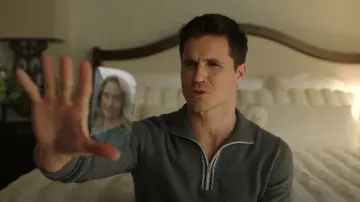 Reiss Gardener Tipped Sweater worn by Nathan Brown (Robbie Amell) as seen in Upload (S02E03)