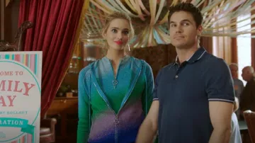 Maje Lurex Knit Hood­ed Cardi­gan worn by Ingrid Kannerman (Allegra Rose Edwards) as seen in Upload (S02E04)