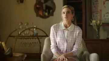 Maje Mystyle Checked Jacquard Cardi­gan worn by Ingrid Kannerman (Allegra Rose Edwards) as seen in Upload (S02E05)
