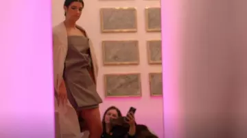 Prada Cutout Bandeau Gabardine Mini Dress worn by Charli D'Amelio as seen in The D'Amelio Show (S03E03)
