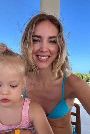 Rhinestone Brazil­ian String Swim­suit worn by Chiara Ferragni  on her Instagram post on August 13, 2023