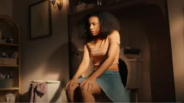 Zara Striped Jacquared Tee worn by Marie Moreau (Jaz Sinclair) as seen in Gen V (S01E01)