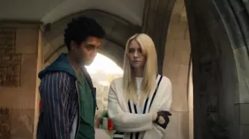 Sandro Esperance Wool Cardigan in Ecru worn by Cate Dunlap (Maddie Phillips) as seen in Gen V (S01E02)