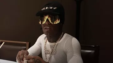 Rick Owens Black Oversized Shield Sunglasses worn by Lil Uzi Vert in NFL music video