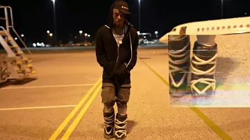 Rick Owens Black Padded Jumbolace Lunar Tractor Boots worn by Lil Uzi Vert in NFL music video