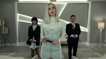 Dion Lee Corset Light Blue Leather Dress worn by Camille L'Espanaye (Kate Siegel) in The Fall of the House of Usher (Season 1)