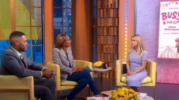 Victoria Beckham Wool-Blend Crêpe Midi Dress in Lavender worn by Reese Witherspoon as seen in Good Morning America on  September 28, 2023