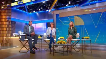 Ba&Sh Rackel Puff-Sleeve Animal-Print Dress worn by Lara Spencer as seen in Good Morning America on September 28, 2023