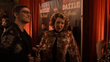 Dolce & Gabbana Bow-Detail Silk-Jacquard Cape worn by Donna DeMeo (Linda Emond) as seen in Only Murders in the Building (S03E10)