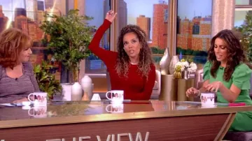 Oscar de la Renta Draped Short-Sleeve Mini Wool Dress worn by Alyssa Farah as seen in The View on  October 4, 2023