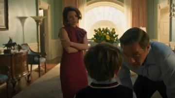 Femme de Carriere Front Ruffle Dress in Magenta worn by Sister Ruth (Lara Jean Chorostecki) as seen in Chucky (S03E01)