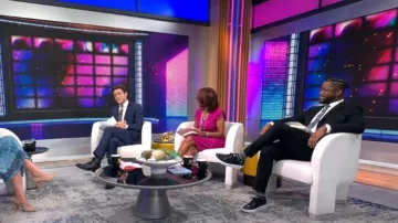 Escada Virgin Wool Knee Length Dress worn by Gayle King as seen in CBS Mornings on October 4, 2023