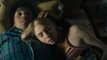 Zara Mul­ti­coloured Knit­ted Tank worn by Cate Dunlap (Maddie Phillips) as seen in Gen V (S01E04)