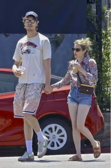 Levi’s 501 Denim Shorts in California Tide worn by Emma Roberts in Los Feliz on August 3, 2023