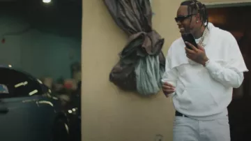 Balenciaga Black & Silver BB Moto Belt worn by Fivio Foreign in Why Would I? (Official Video)