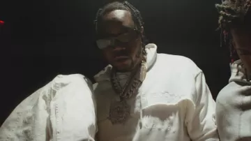 Prada Black Rectangular Symbole Sunglasses worn by Fivio Foreign in Why Would I? (Official Video)