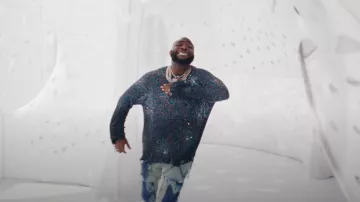 Maison Margiela Black Rainbow Sequin Distressed Sweater worn by Davido in FEEL (Official Video)