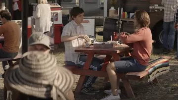 Adidas Tapered Striped Pants worn by Eric Walker (Nick Robinson) as seen in A Teacher (S01E07)