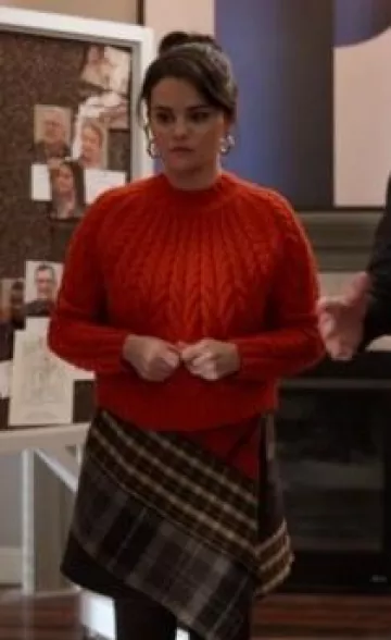 Marine Serre Clashing Tartans Wool Miniskirt worn by Selena Gomez Only Murders in the Building 3X10 Opening Night on October 3, 2023