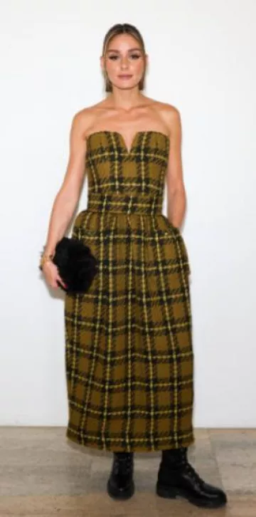 Zimmermann Luminosity Check Wool Strapless Bustier porté par Olivia Palermo lors de Front Row au Zimmermann Fashion Show à Paris le 2 octobre 2023