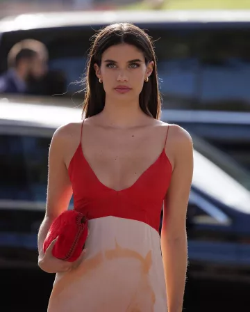 Stella McCartney Falabella Mini Shoulder Bag worn by Sara Sampaio at Stella McCartney Show on October 2, 2023