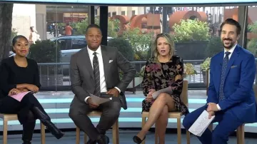 Eliza J Floral Print Velvet Shift Dress worn by Dylan Dreyer as seen in Today on October 9, 2023