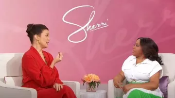 Karen Millen Color Block Pleated Woven Midi Shirt Dress worn by Sherri Shepherd as seen in Sherri on October 5, 2023