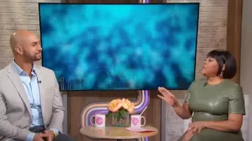 Shoshanna Rhea Vegan Leather Twist Midi-Dress worn by Sherri Shepherd as seen in Sherri on October 10, 2023